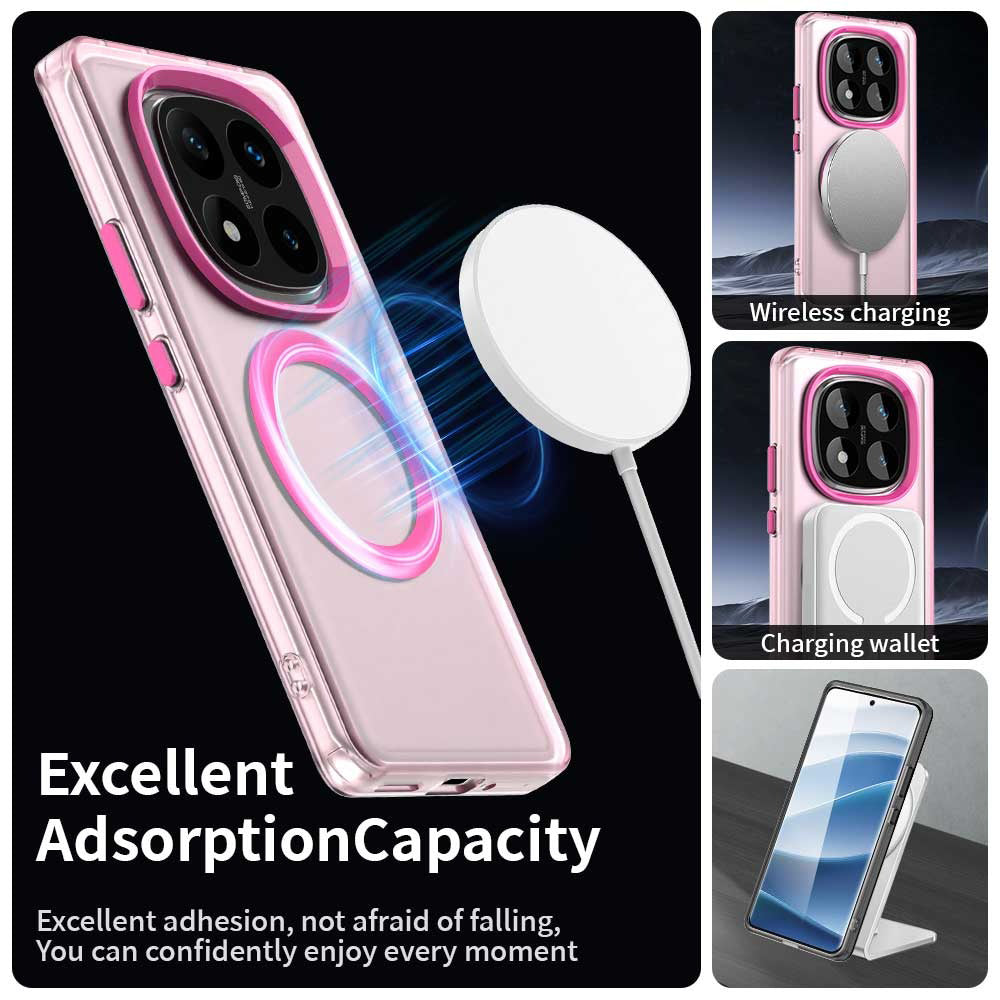 Husa MagSafe pentru Xiaomi Poco X7 / Redmi Note 14 Pro 5G, Techsuit, CandyCase, Roz