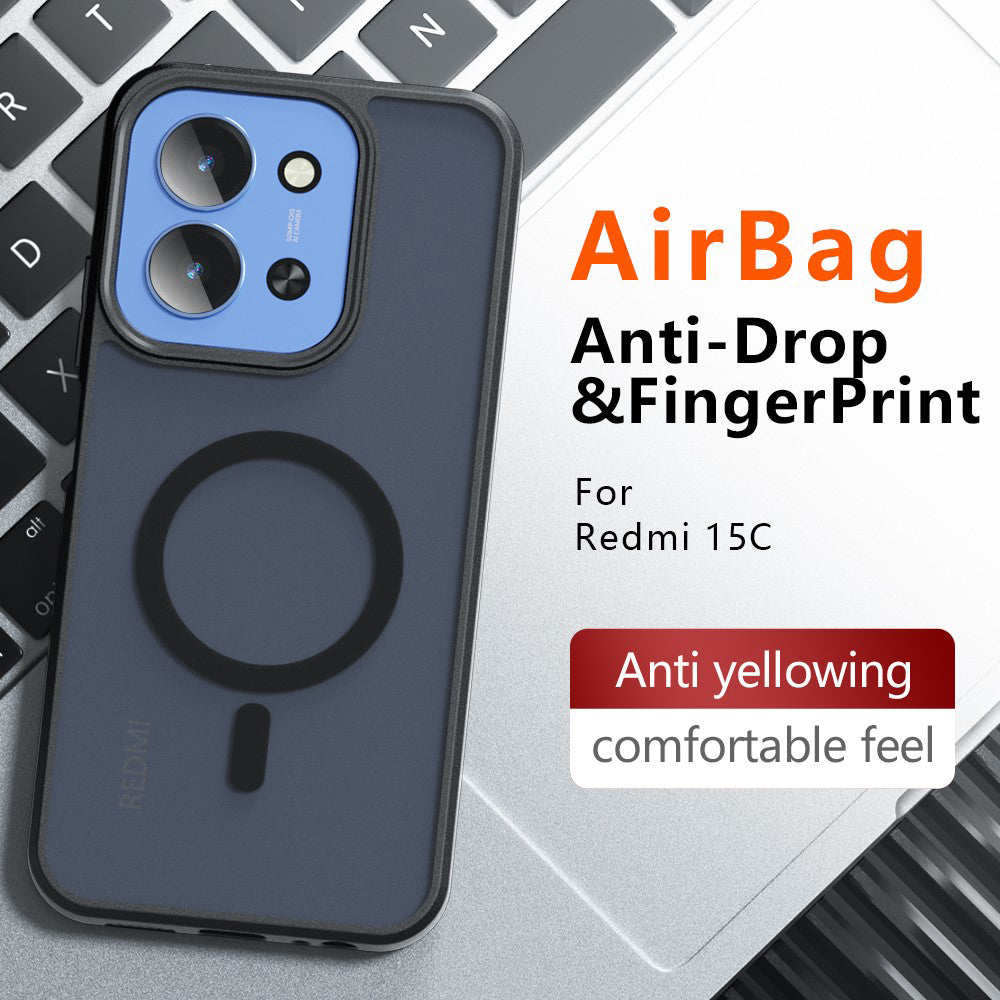 Husa MagSafe pentru Xiaomi Redmi 15C 5G / 15C 4G, Techsuit, PureFrost, Neagra Satinata