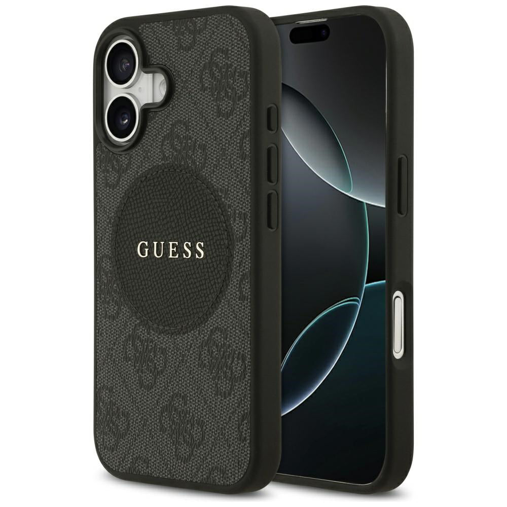 Husa MagSafe pentru Apple iPhone 17, Guess, 4G Circle Classic Logo, Neagra