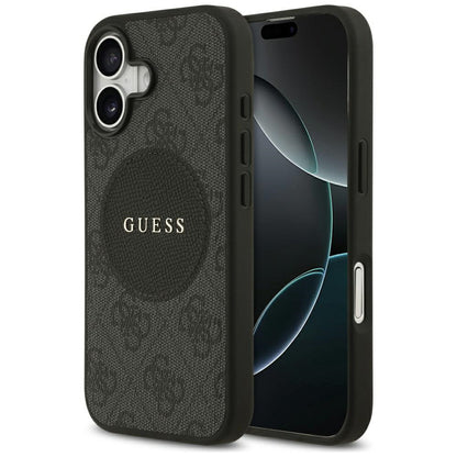 Husa MagSafe pentru Apple iPhone 17, Guess, 4G Circle Classic Logo, Neagra