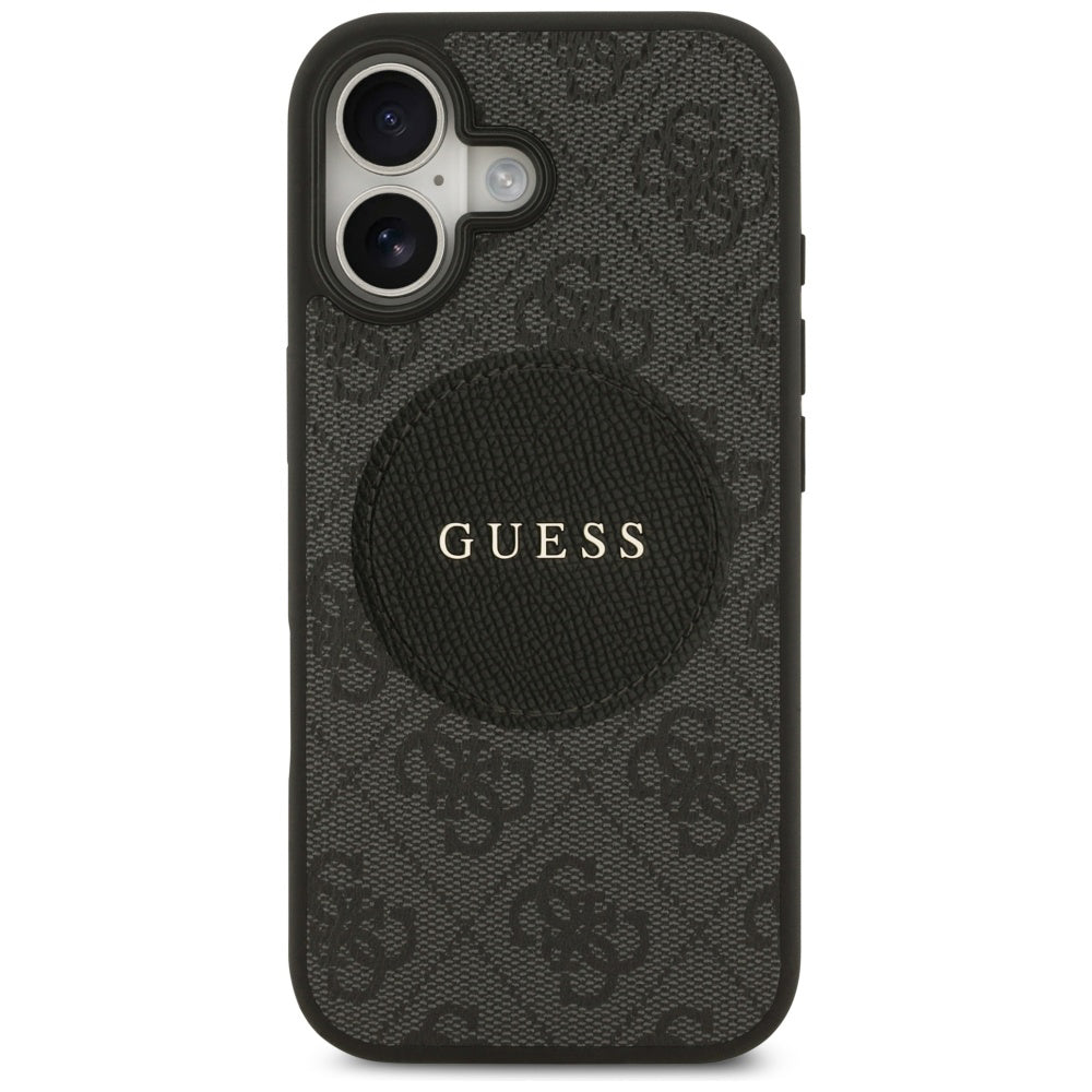 Husa MagSafe pentru Apple iPhone 17, Guess, 4G Circle Classic Logo, Neagra