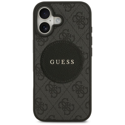Husa MagSafe pentru Apple iPhone 17, Guess, 4G Circle Classic Logo, Neagra