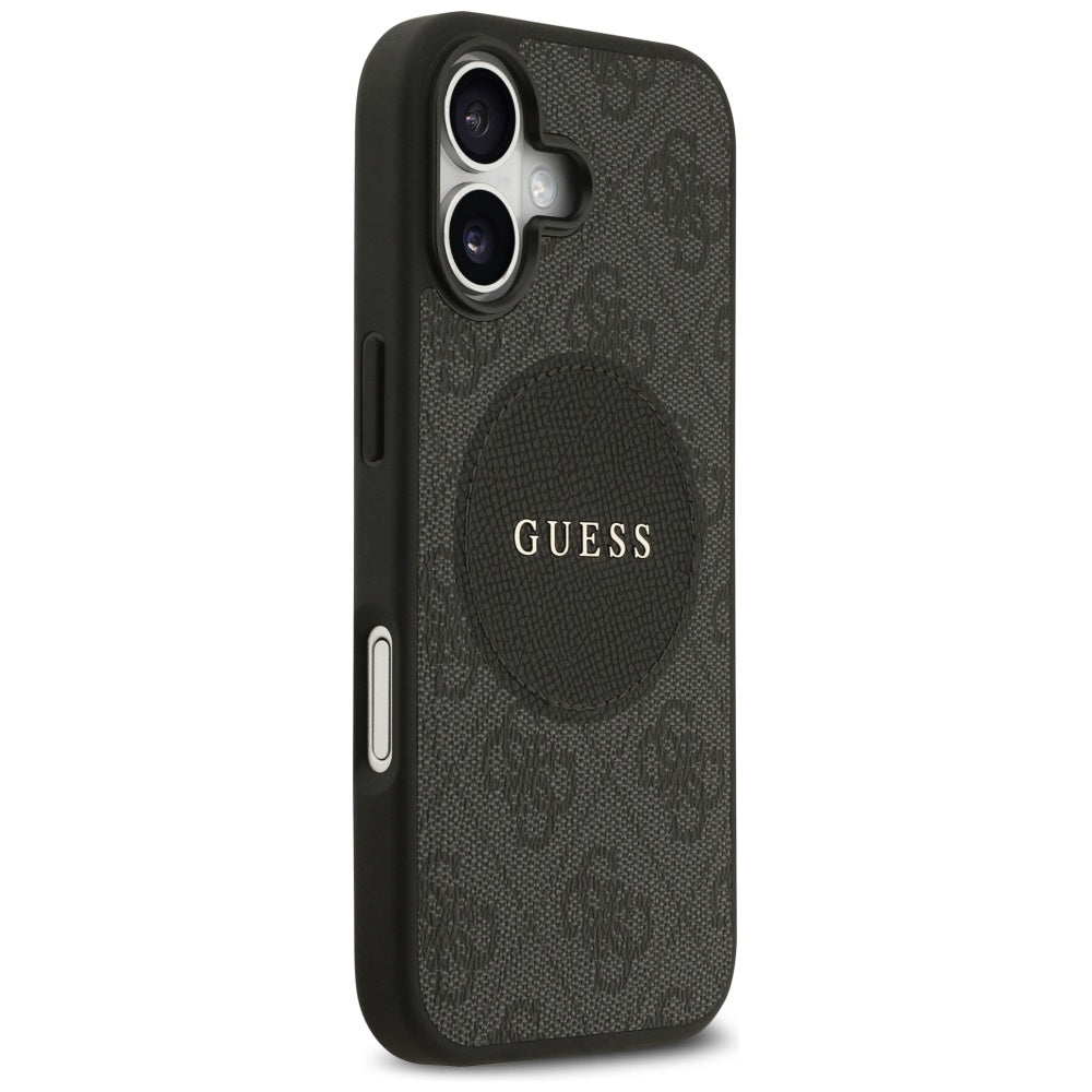 Husa MagSafe pentru Apple iPhone 17, Guess, 4G Circle Classic Logo, Neagra