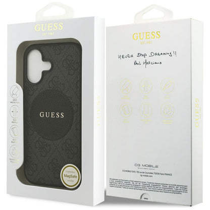 Husa MagSafe pentru Apple iPhone 17, Guess, 4G Circle Classic Logo, Neagra