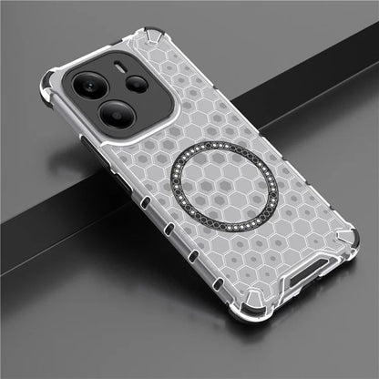Husa MagSafe pentru Xiaomi Redmi Note 14 4G (Regional), Techsuit, HoneyComb Shield, Alba