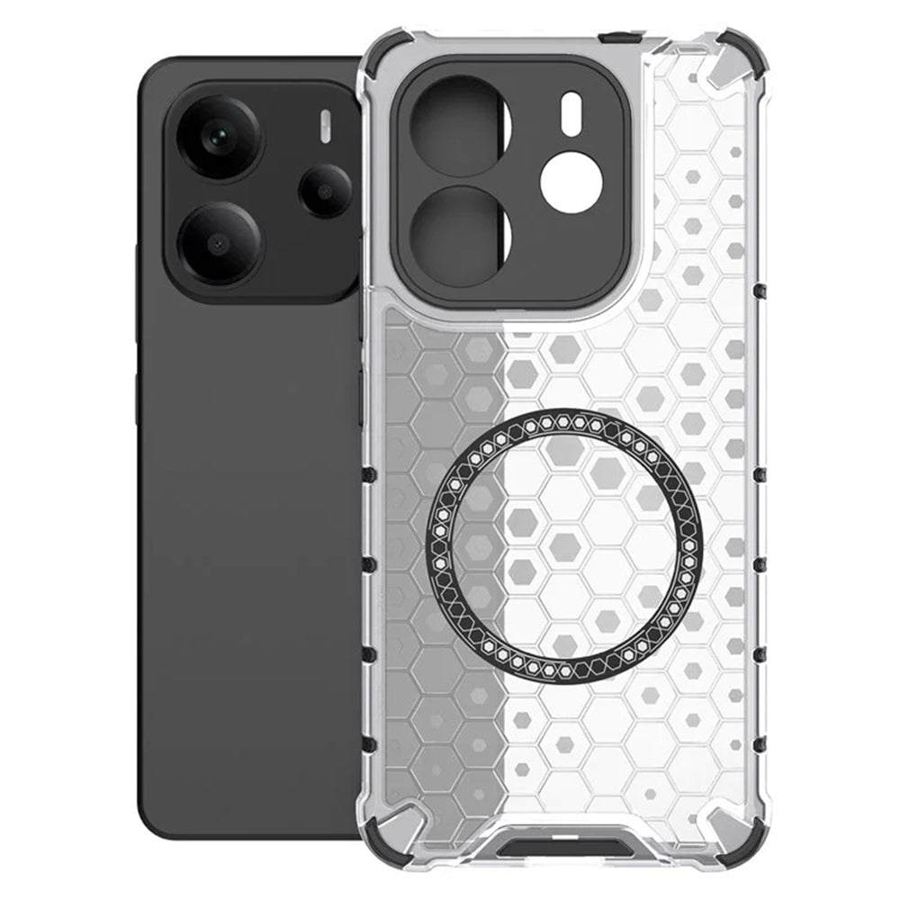 Husa MagSafe pentru Xiaomi Redmi Note 14 5G, Techsuit, HoneyComb Shield, Alba