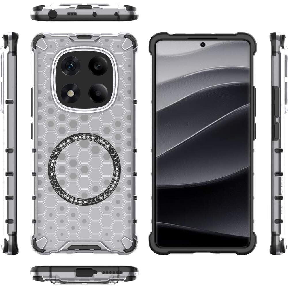 Husa MagSafe pentru Xiaomi Redmi Note 14 Pro 4G, Techsuit, HoneyComb Shield, Alba