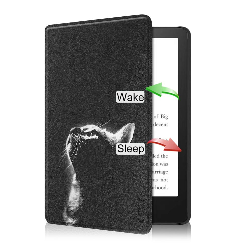 Husa pentru Amazon Kindle Paperwhite 6inch, Tech-Protect, SmartCase Cat, Neagra