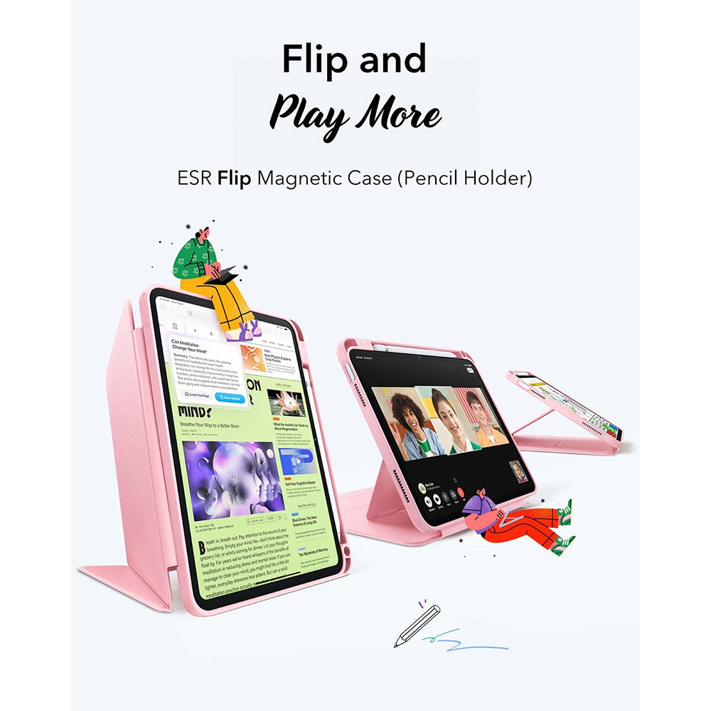 Husa pentru Apple iPad (2025) / (2022), ESR, Flip Hybrid, Roz