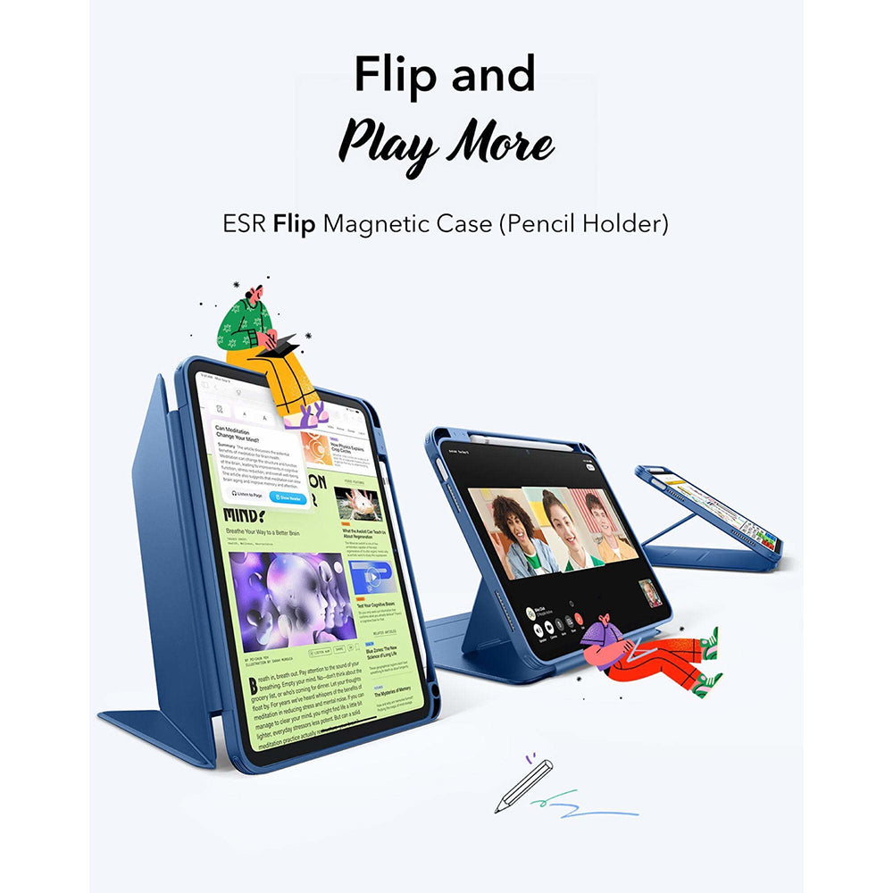 Husa pentru Apple iPad (2025) / (2022), ESR, Flip Hybrid, Albastra