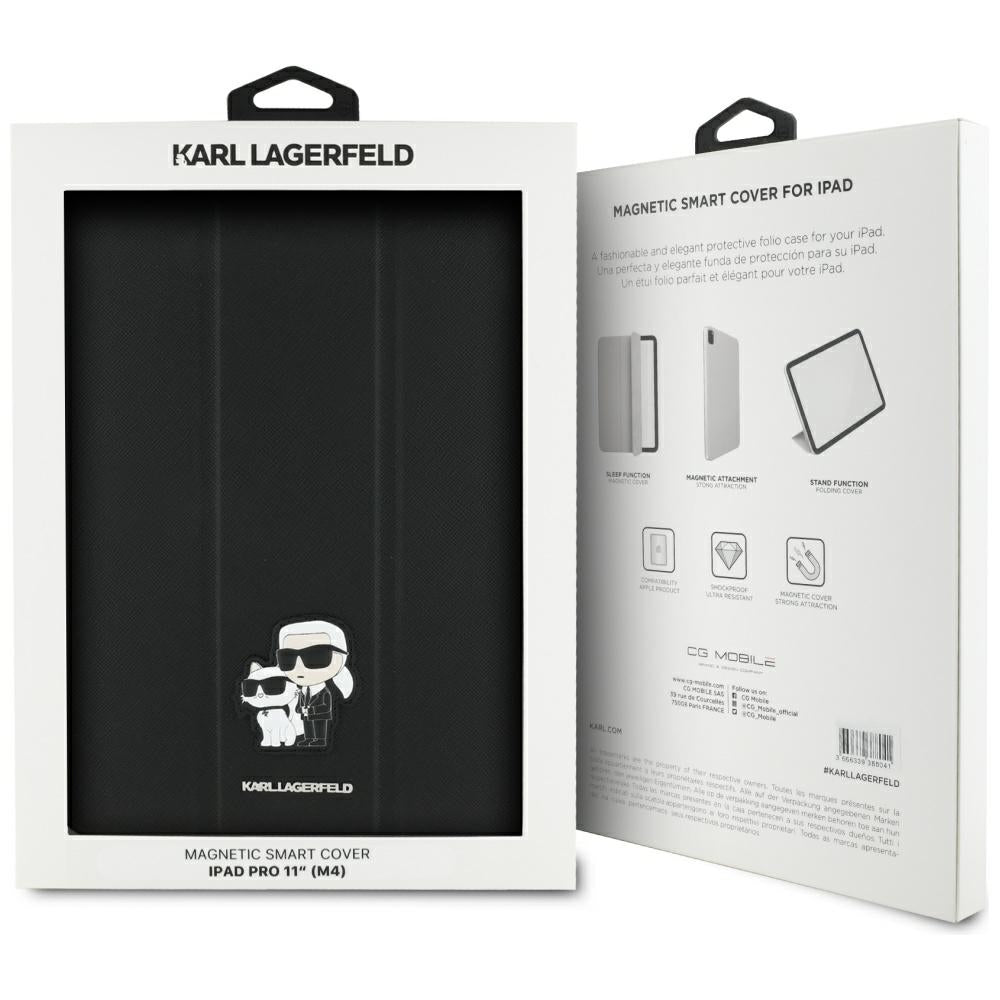 Husa pentru Apple iPad Pro 11 (2024), Karl Lagerfeld, Saffiano Karl & Choupette, Neagra