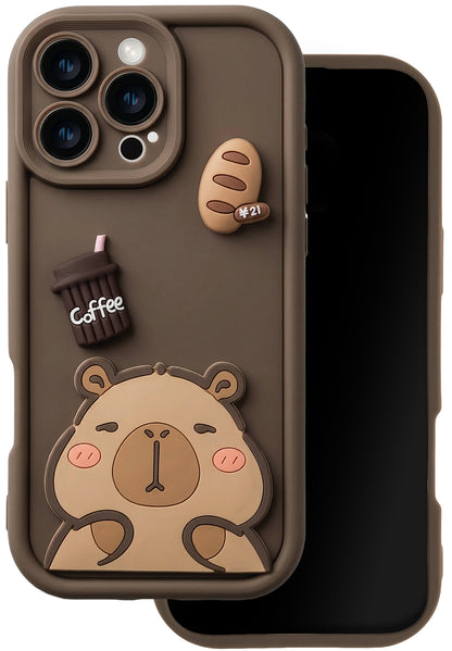 Husa pentru Apple iPhone 17 Pro, OEM, Ultra Trendy 3D Capybara, Maro