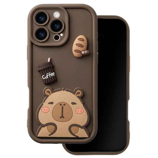 Husa pentru Apple iPhone 15 Pro, OEM, Ultra Trendy 3D Capybara, Maro