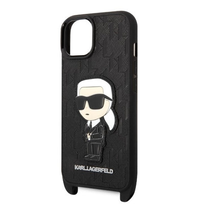 Husa pentru Apple iPhone 14, Karl Lagerfeld, Monogram Ikonik Karl, Neagra