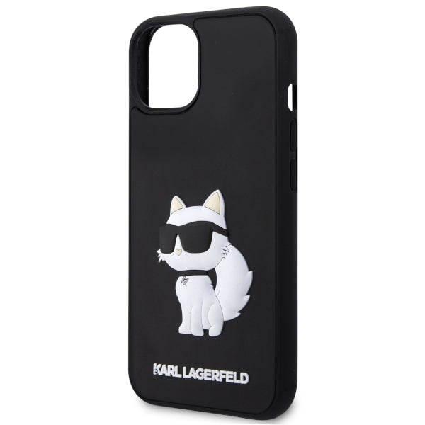 Husa pentru Apple iPhone 14 Plus, Karl Lagerfeld, 3D Rubber Choupette, Neagra