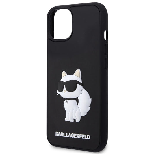 Husa pentru Apple iPhone 14 Plus, Karl Lagerfeld, 3D Rubber Choupette, Neagra