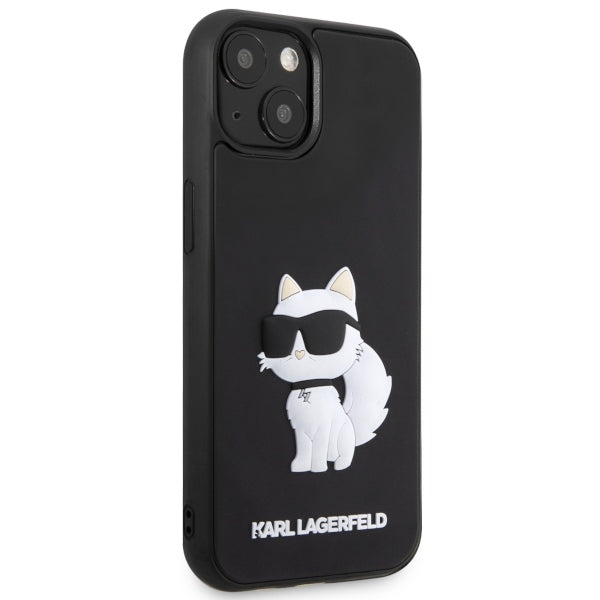 Husa pentru Apple iPhone 14 Plus, Karl Lagerfeld, 3D Rubber Choupette, Neagra