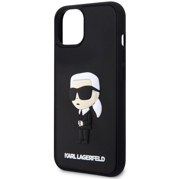 Husa pentru Apple iPhone 14 Plus, Karl Lagerfeld, 3D Rubber Ikonik Karl, Neagra