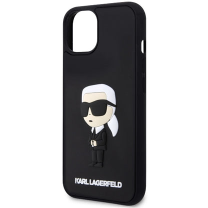 Husa pentru Apple iPhone 14 Plus, Karl Lagerfeld, 3D Rubber Ikonik Karl, Neagra