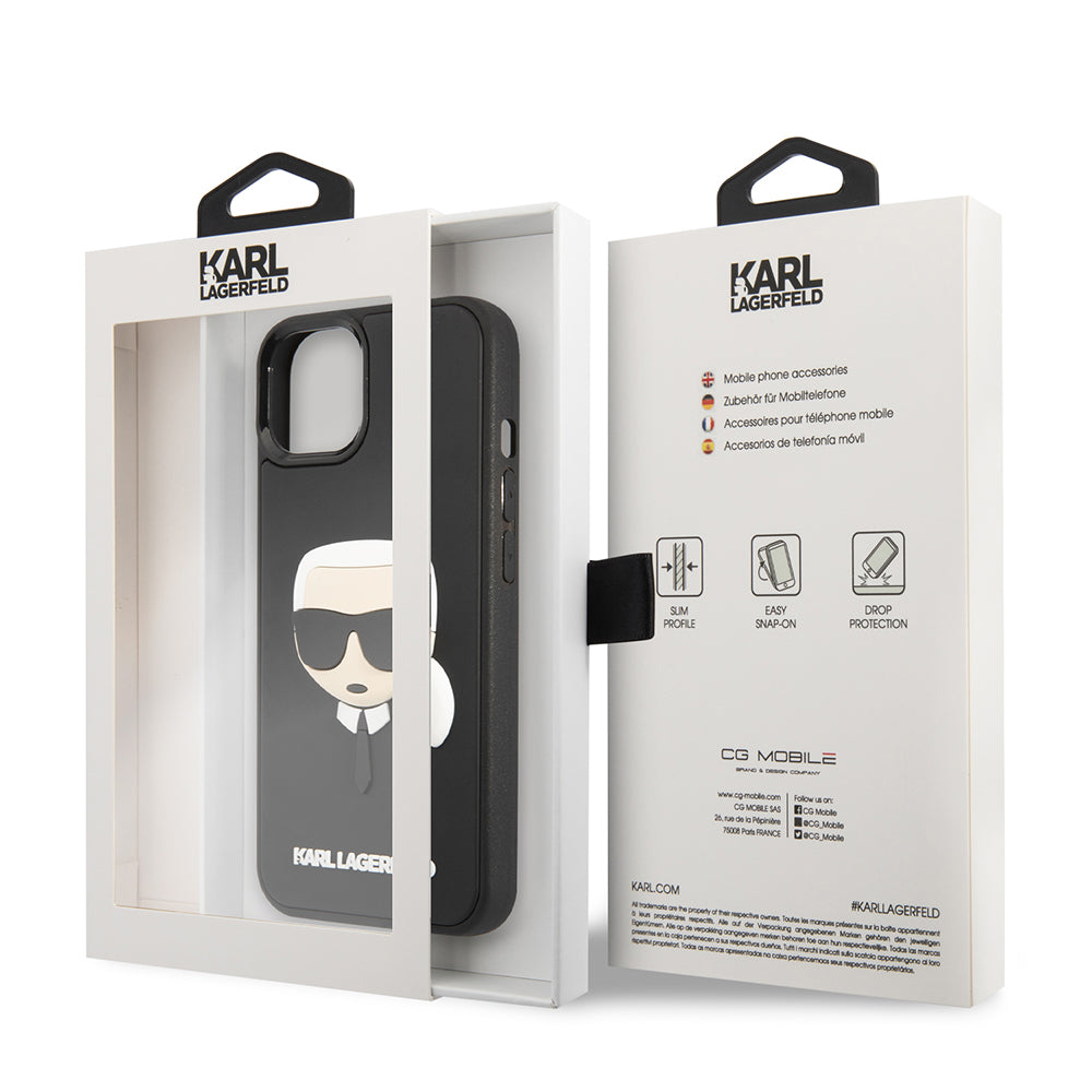 Husa pentru Apple iPhone 14 Plus, Karl Lagerfeld, 3D Rubber Karl's Head, Neagra