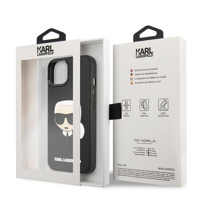 Husa pentru Apple iPhone 14 Plus, Karl Lagerfeld, 3D Rubber Karl's Head, Neagra