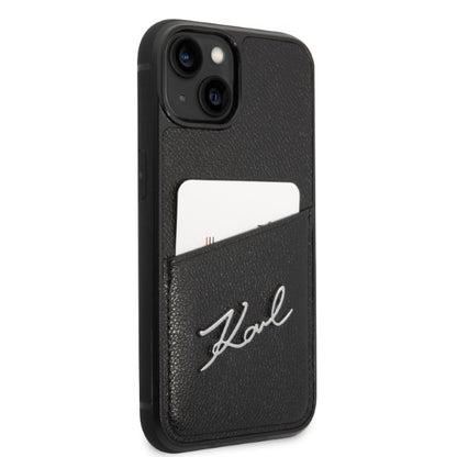 Husa pentru Apple iPhone 14 Plus, Karl Lagerfeld, Cardslots Signature Logo, Neagra