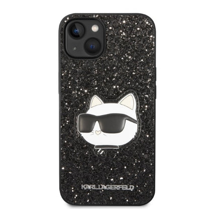 Husa pentru Apple iPhone 14 Plus, Karl Lagerfeld, Glitter Choupette Patch, Neagra