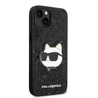 Husa pentru Apple iPhone 14 Plus, Karl Lagerfeld, Glitter Choupette Patch, Neagra