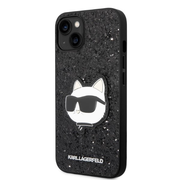 Husa pentru Apple iPhone 14 Plus, Karl Lagerfeld, Glitter Choupette Patch, Neagra
