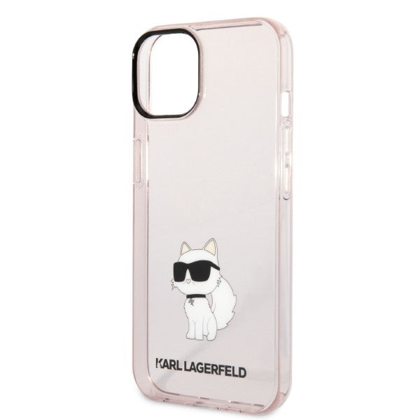 Husa pentru Apple iPhone 14 Plus, Karl Lagerfeld, Ikonik Choupette, Roz