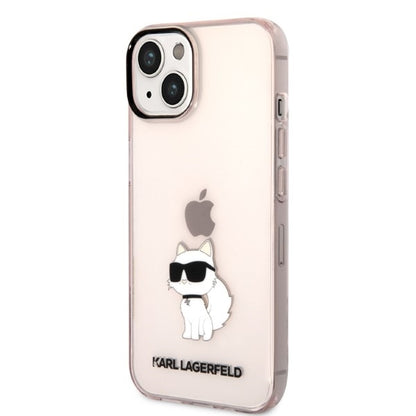 Husa pentru Apple iPhone 14 Plus, Karl Lagerfeld, Ikonik Choupette, Roz