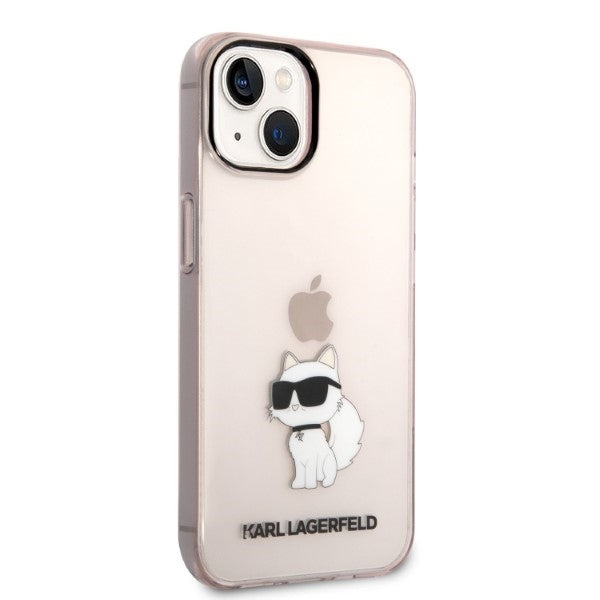 Husa pentru Apple iPhone 14 Plus, Karl Lagerfeld, Ikonik Choupette, Roz
