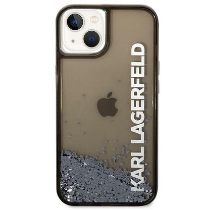 Husa pentru Apple iPhone 14 Plus, Karl Lagerfeld, Liquid Glitter KL Logo, Neagra