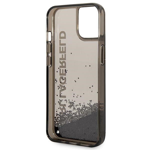 Husa pentru Apple iPhone 14 Plus, Karl Lagerfeld, Liquid Glitter KL Logo, Neagra