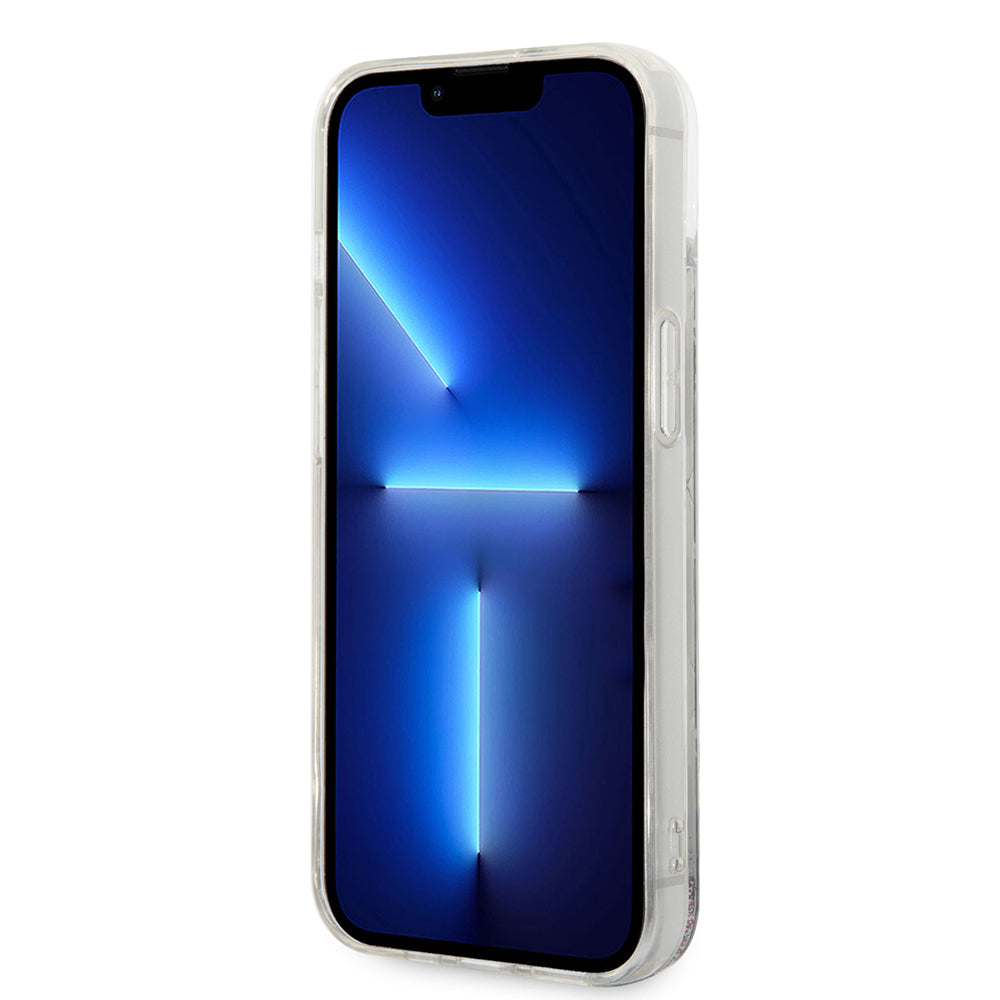 Husa pentru Apple iPhone 14 Plus, Karl Lagerfeld, Liquid Glitter Monogram, Argintie