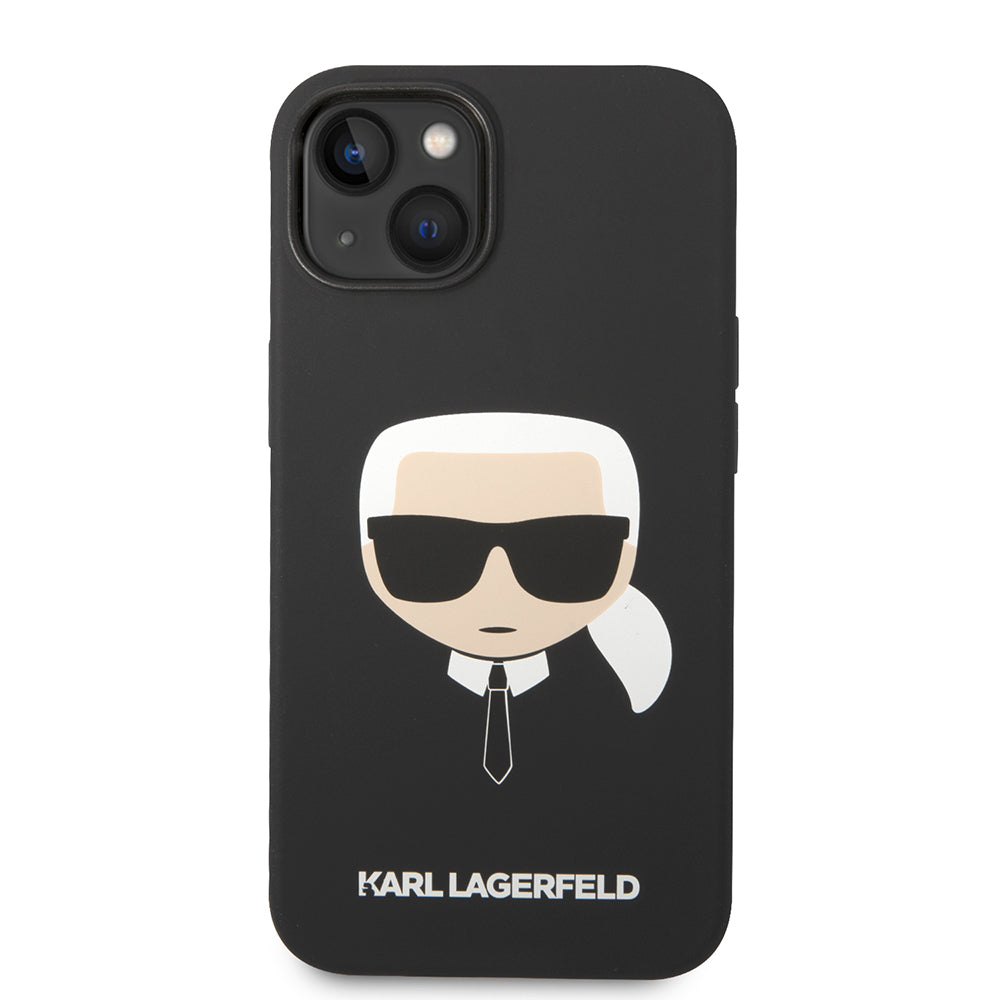 Husa pentru Apple iPhone 14 Plus, Karl Lagerfeld, Silicone Karl's Head, Neagra