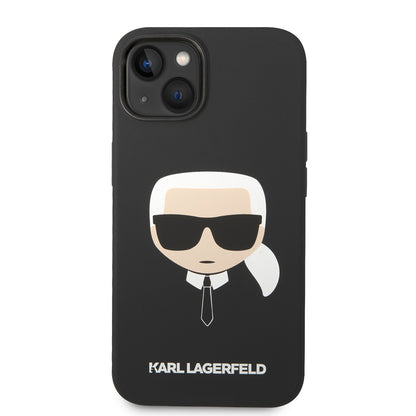 Husa pentru Apple iPhone 14 Plus, Karl Lagerfeld, Silicone Karl's Head, Neagra