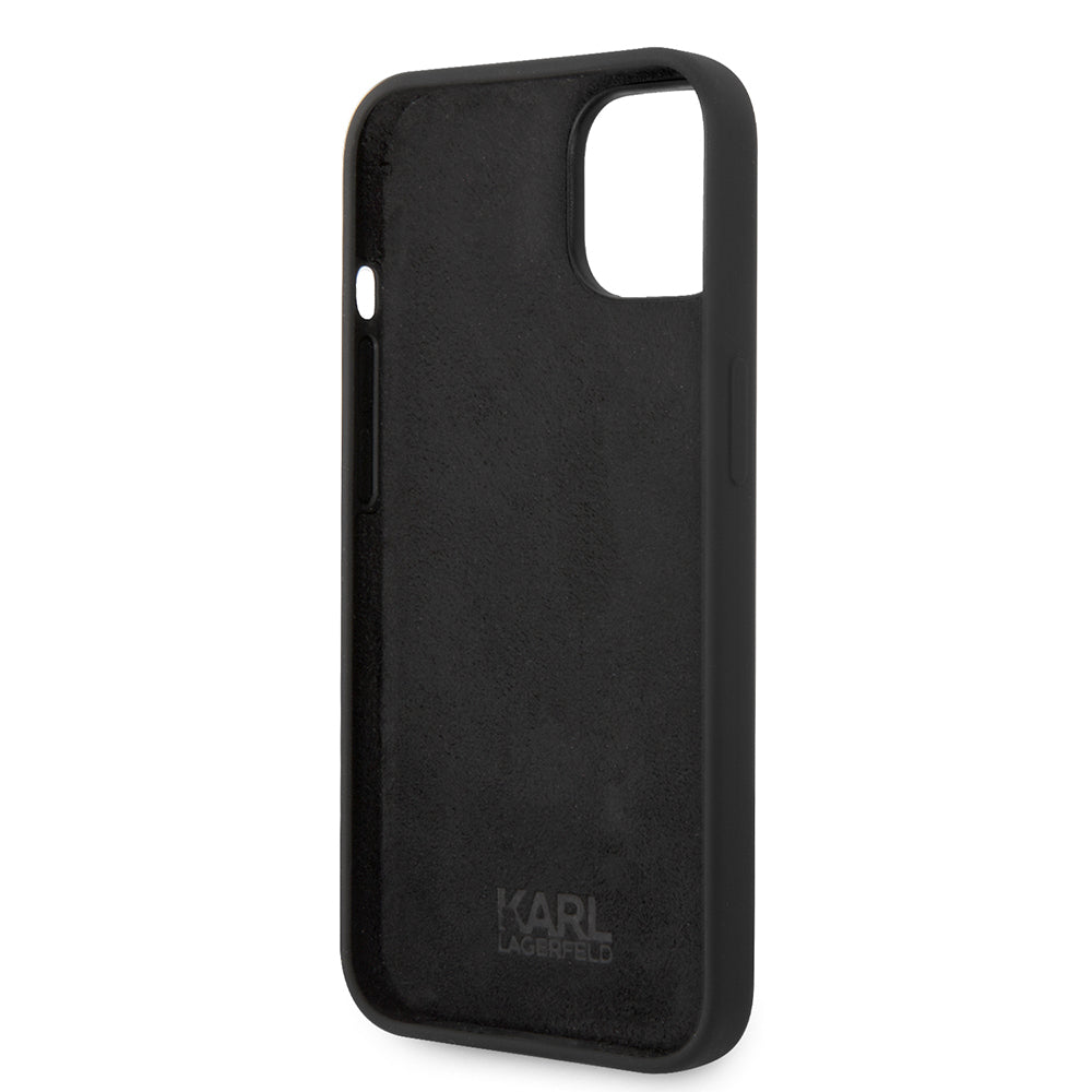 Husa pentru Apple iPhone 14 Plus, Karl Lagerfeld, Silicone Karl's Head, Neagra