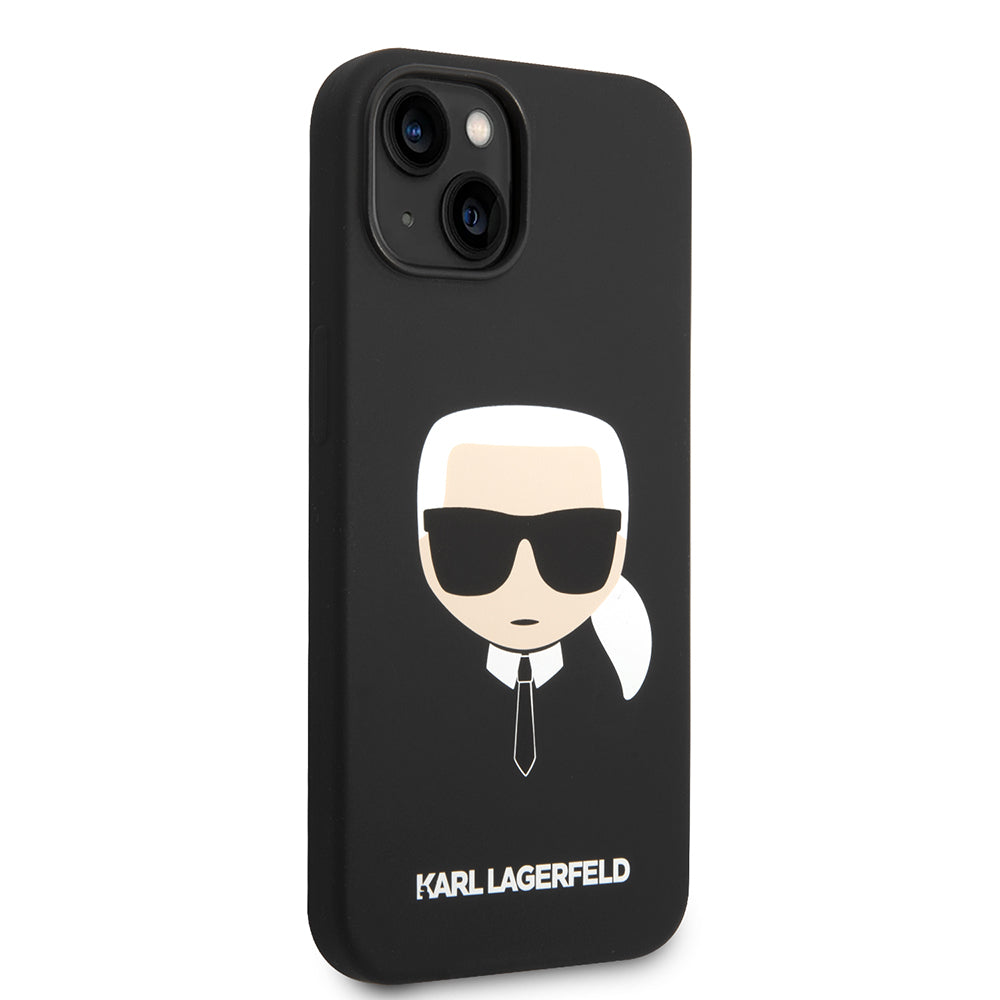 Husa pentru Apple iPhone 14 Plus, Karl Lagerfeld, Silicone Karl's Head, Neagra