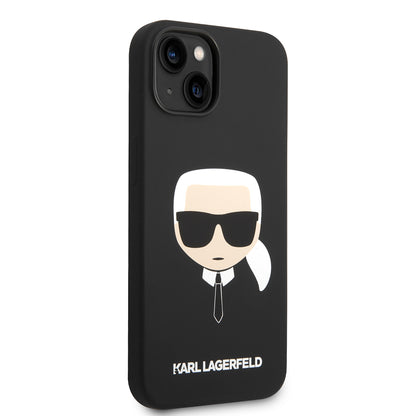 Husa pentru Apple iPhone 14 Plus, Karl Lagerfeld, Silicone Karl's Head, Neagra