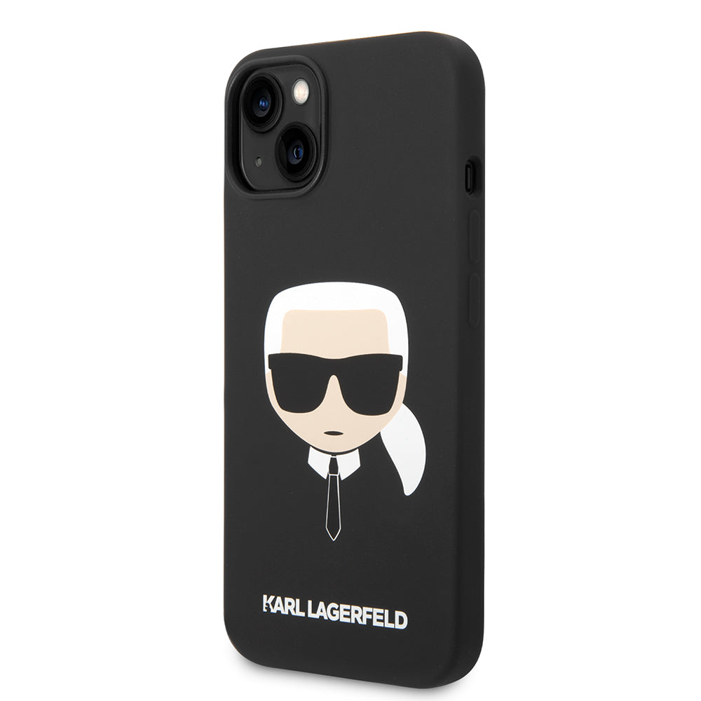 Husa pentru Apple iPhone 14 Plus, Karl Lagerfeld, Silicone Karl's Head, Neagra