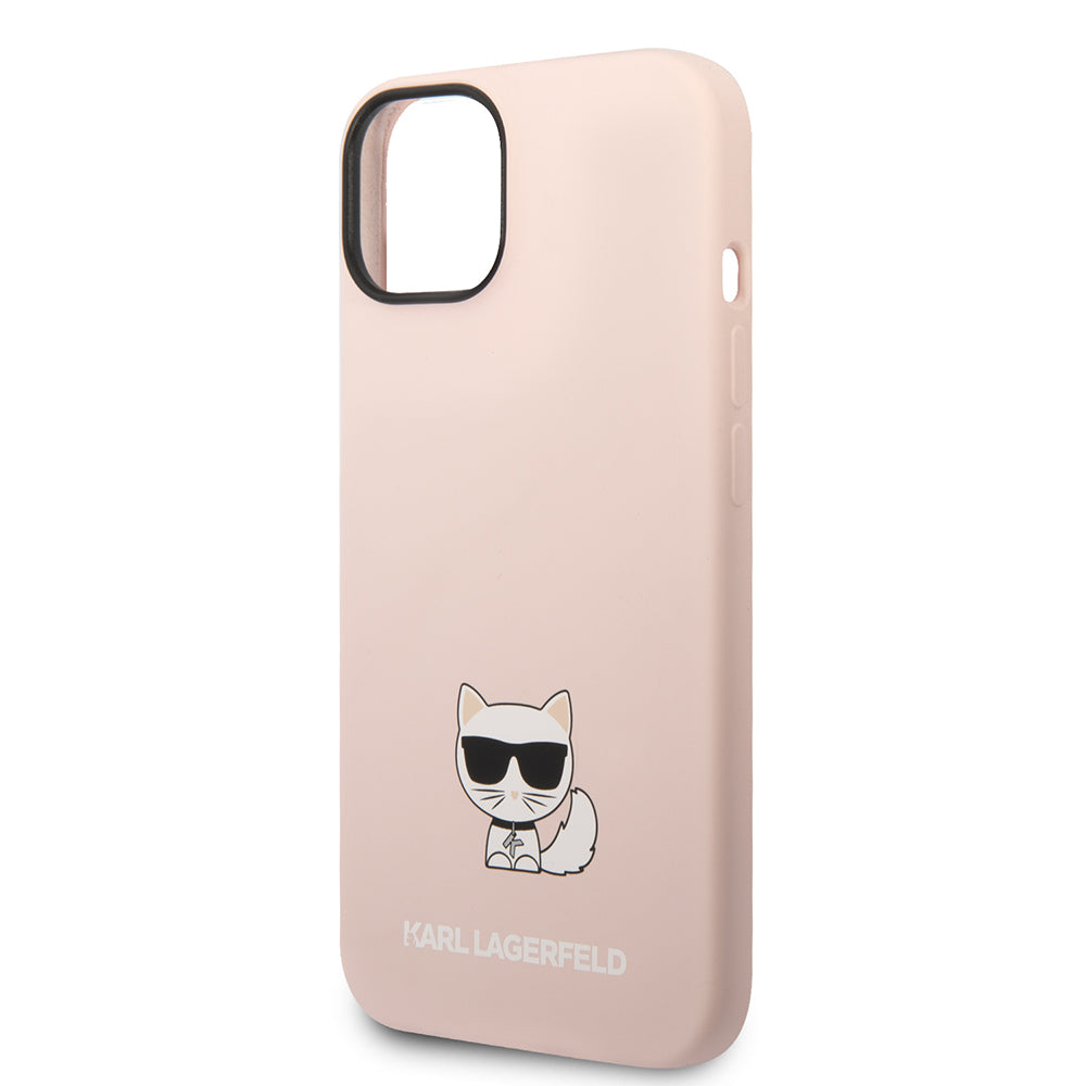 Husa pentru Apple iPhone 14 Plus, Karl Lagerfeld, Silicone Body Choupette, Roz