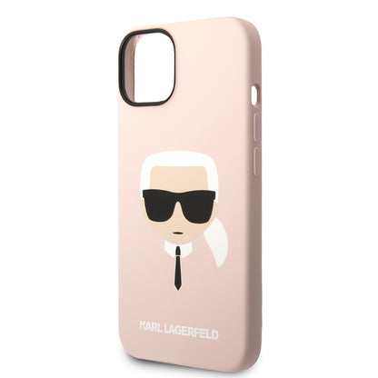 Husa pentru Apple iPhone 14 Plus, Karl Lagerfeld, Silicone Karl's Head, Roz