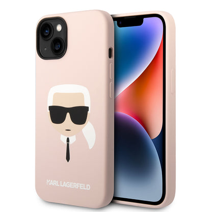Husa pentru Apple iPhone 14 Plus, Karl Lagerfeld, Silicone Karl's Head, Roz