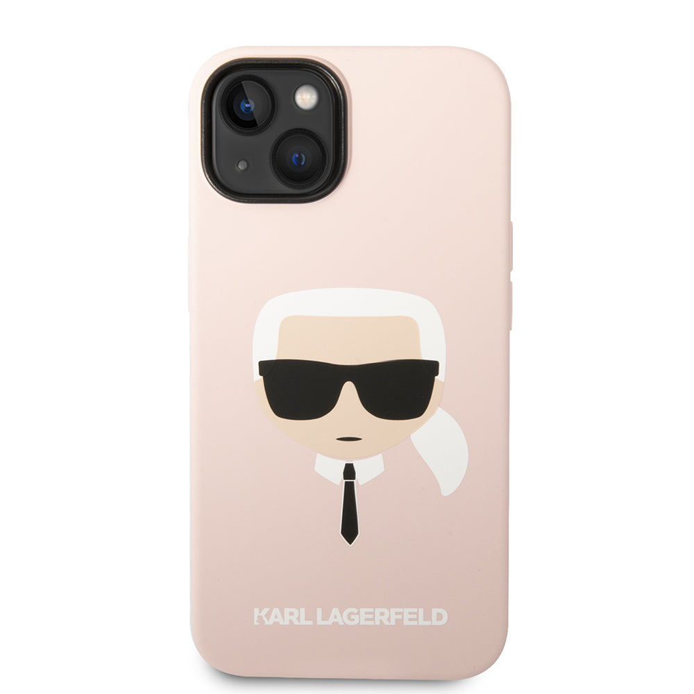 Husa pentru Apple iPhone 14 Plus, Karl Lagerfeld, Silicone Karl's Head, Roz
