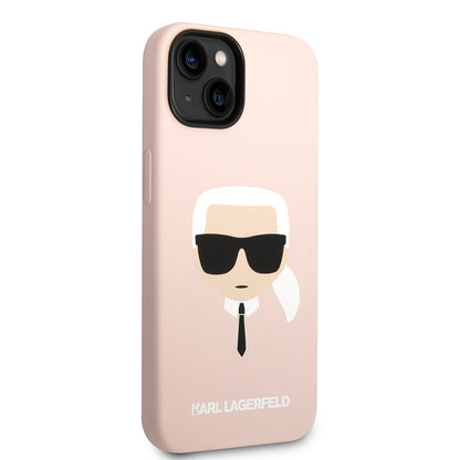 Husa pentru Apple iPhone 14 Plus, Karl Lagerfeld, Silicone Karl's Head, Roz
