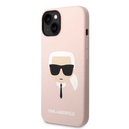 Husa pentru Apple iPhone 14 Plus, Karl Lagerfeld, Silicone Karl's Head, Roz