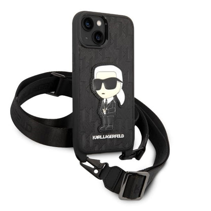 Husa pentru Apple iPhone 14 Plus, Karl Lagerfeld, Monogram Ikonik Karl, Alba