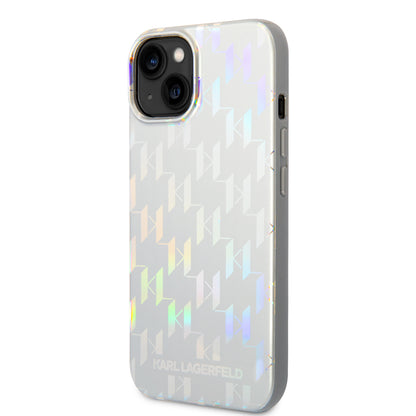 Husa pentru Apple iPhone 14 Plus, Karl Lagerfeld, Monogram Iridescent, Argintie
