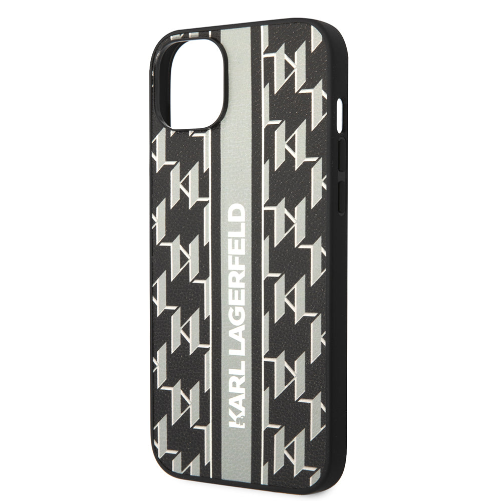 Husa pentru Apple iPhone 14 Plus, Karl Lagerfeld, Monogram Stripe, Gri